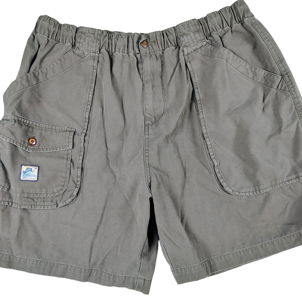 Original Island Sport Key Largo Cargo Shorts Mens XXL‎ Olive Green Cotton Canvas